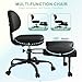 GUNJI Ergonomic Criss Cross Legged Office Chair, 360° Swivel Meditation Kneeling Chair with Wheels, ADHD Chair with Footrest, Lumbar Support, Wider Height Adjustable Seat (Faux Leather, Black)