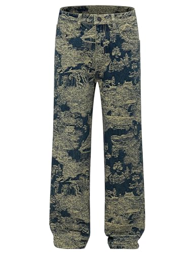 Men's Jacquard Woven Denim Loose Straight Jeans4