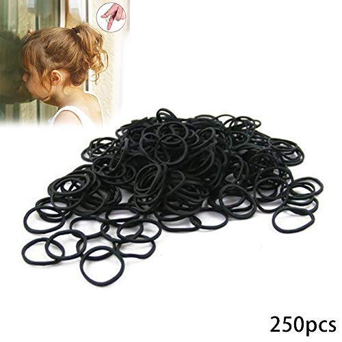Hilai - Pack de 250 pequeñas gomas de goma para trenzar rastas, cornillas, trenzado (negro)