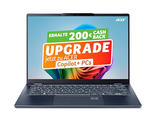 Acer Swift 14 AI (SF14-51-719M) AI Laptop, Copilot+ PC, 47 Tops - 14' WQ2.8K OLED Display, Intel Core Ultra 7 256v, 16 GB RAM, 1TB SSD, Intel Arc Grafik 140V, Windows 11, QWERTZ Tastatur, blau