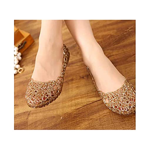 Women's Jelly Shoes Flat Slip On Sandals Hollow Out Ballet Flat4