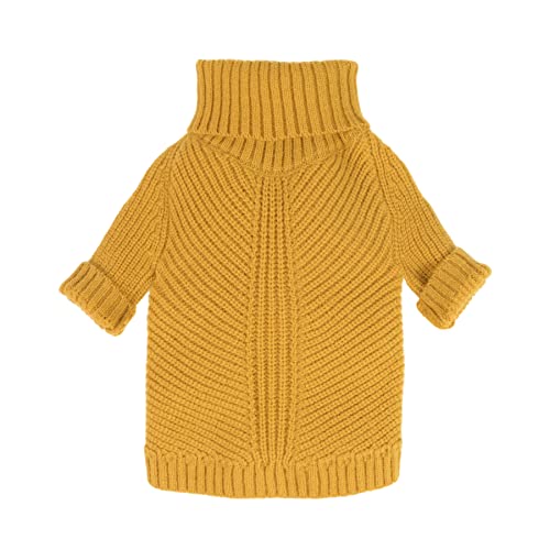 Fitwarm Thermal Knitted Dog Sweater Doggy Winter Coat Pet Clothes Doggie Turtleneck Jacket Puppy Outfits Cat Sweatsuit Sage Yellow XX-Large