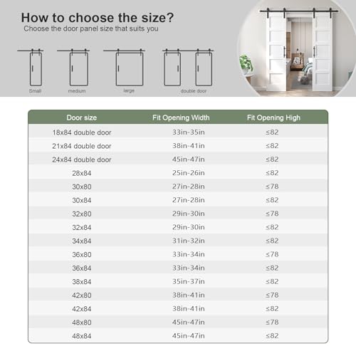 Image of Fredbeck Double 21inx84in White Barn Door and 7FT Sliding Barn Door Hardware Kit Included,Solid,MDF, PVC Surface,DIY Assembly,5-Panel,Fit 38in-41in Opening