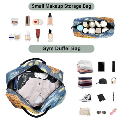 Travel Duffle Bag Weekender Bags Overnight Bag with Toiletry Bag Gym Duffel Bag Stary Sky Girl for Travel Business Trips Sport4
