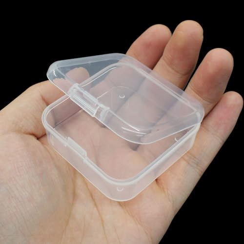 Image of LifCratms 12 Pcs Mini Clear Plastic Storage Containers Boxes, Small Bead Box for Collecting Small Items, Game Pieces, Jewelry, Business Cards, Crafts Accessories (2.16 x 2.16 x 0.79 Inch)