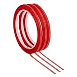 PATIKIL 3er-Pack Whiteboard-Klebeband, 4 mm (5/32 Zoll) breit, dünnes, trocken abwischbares Klebeband mit Nadelstreifen für Grafiken, Diagramme, Raster, technische Zeichnungen, rot