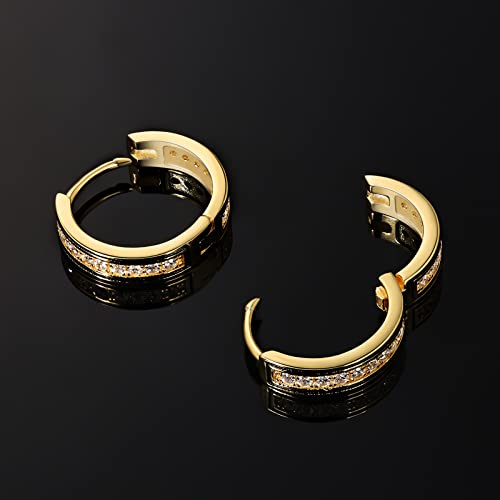 KRKC&CO Hoop Earrings Men, Sterling Silver, Birthday Summer Gift for Men, 14K/White Gold Plating, Hypoallergenic, Curved Face Hip Hop Rapper, Jewerly for Women4