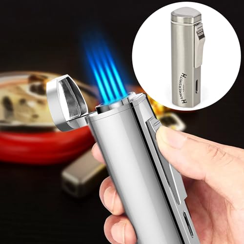 Encendedor soplete de butano triple llama Hammersmith plata miniatura 2