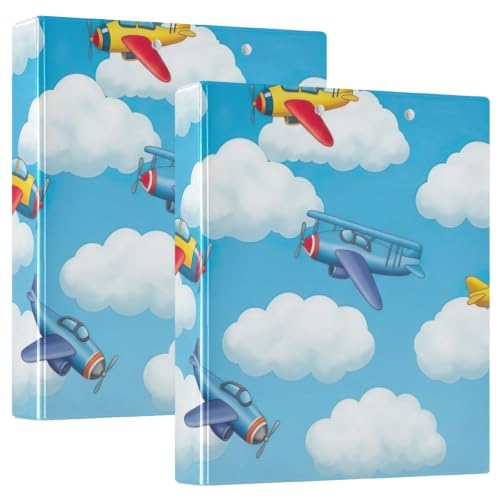 Classeur à anneaux en D 3,8 cm imprimé avions colorés pour bureau