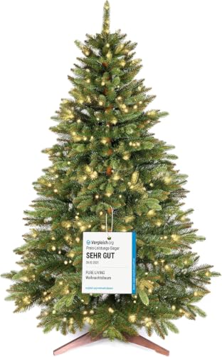 Árbol de Navidad Artificial Premium 120cm – Ramas Densas y Realistas, con Soporte de Madera y Bolsa de Almacenamiento – Arbol Navidad Artificial de Pure Living