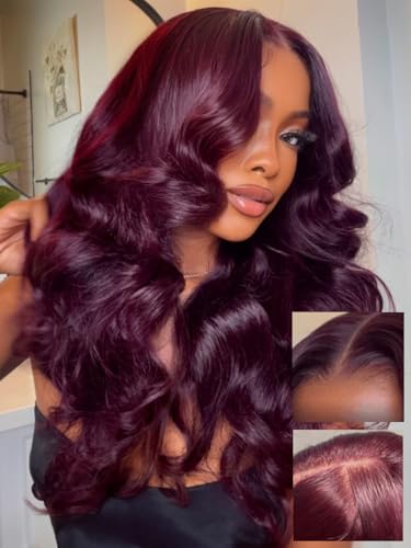 Image of Sunber Purple Black Cherry 13x4 Pre-Everything Body Wave Wig Human Hair 18 inch