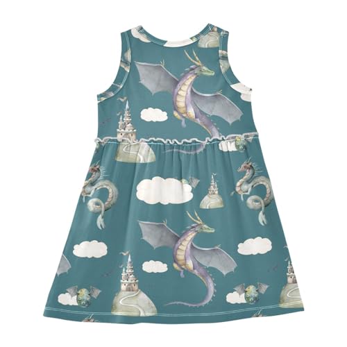 ZZKKO Cute Snake Botanical Girls Dresses Casual Toddler Summer Dresses Outfits for Little Kids 2T-8Y2