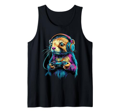 Ferret Lovers Gaming Design Funny Ferret Camiseta sin Mangas