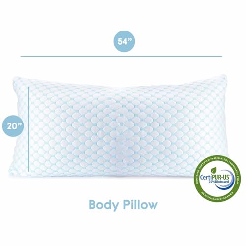 Image of Nestl Cooling Pillow for Sleeping 2 Pack, Luxury Shredded Memory Foam Body Pillow Set of 2, Adjustable Cold Gel Pillows for Hot Sleepers Supportive Long Pillow for Side Back Stomach Sleepers