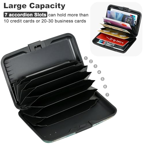 Image of ELFISH Mini RFID Aluminum Wallet Credit Cards Holder Business Card Case Metal ID Case for Men Women, White peony