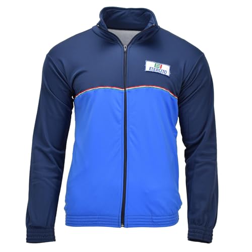 Véritable veste de sport militaire italienne entièrement zippée avec emblème Esercito Bleu élégant, bleu, Taille S