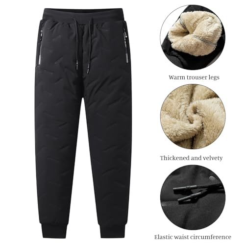 Men's Winter Fleece Pants Sherpa Lined Sweatpants Water Resistant Snow Thermal Pants Joggers Workout Running Sweatpants2