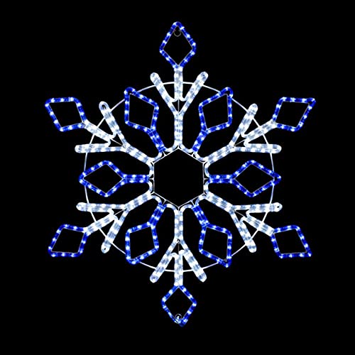 ElectricArt 32 Inch Cool White and Blue LED Rope Light Snowflake Motif v2