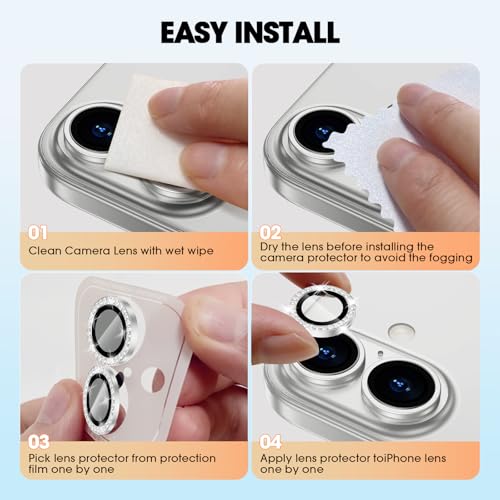Xfilm for iPhone 16/16 Plus Camera Lens Protector Bling Diamond, Silver by Xfilm - Used condition - Image 7