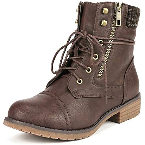 DREAM PAIRS Women's Lace Up Combat boots Ankle Booties