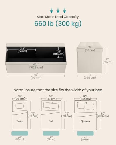 image for SONGMICS Mazie Collection - 43 Inches Folding Storage Ottoman Bench, O