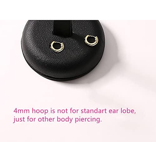 Minimalist Tiny Small Hoop Earrings for Women Girls 925 Sterling Silver Gold Plated Polished Mini Huggie Hoops Cartilage Cuff Helix Thin Wrap Hypoallergenic Simple Jewelry (22g/4mm Gold)4