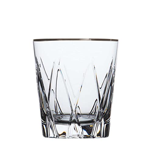 ARNSTADT KRISTALL Vaso de whisky premium London Platinum (10 cm), cristal soplado artesanalmente, pulido a mano, fabricado en Alemania, con borde de platino Cover
