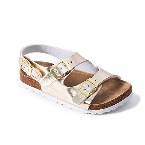 Seranoma Jr Castaway Slide Sandals For Kids - Comfortable Slip On Cork Footbed Sandals Adjustable Buckles - Girls Slip-Resistant Platform Summer Flat Sandals For Beach, Home, Indoor And Outdoor Use #TOP3
