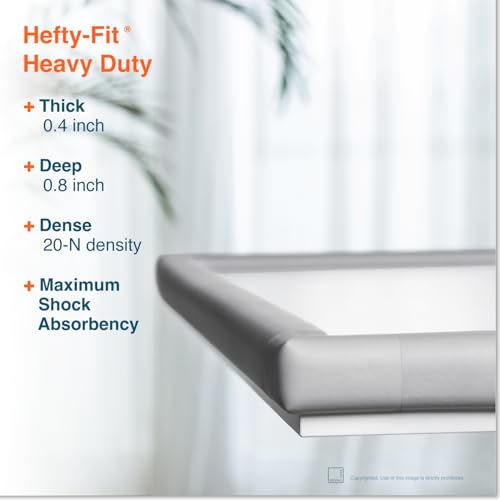 Image of Roving Cove HeftyFit Corner Protector for Baby (12 Large Corners), Heavy-Duty Soft Rubber Foam Furniture Corner Bumper Guards, 3M Adhesive Pre-Taped, Stone Grey