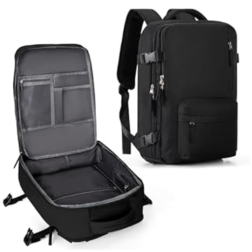 Mochila de viagem grande feminina, bagagem de mão, mochila impermeável para fazer trilha e esportes ao ar livre, mochila escolar, A - Preto
