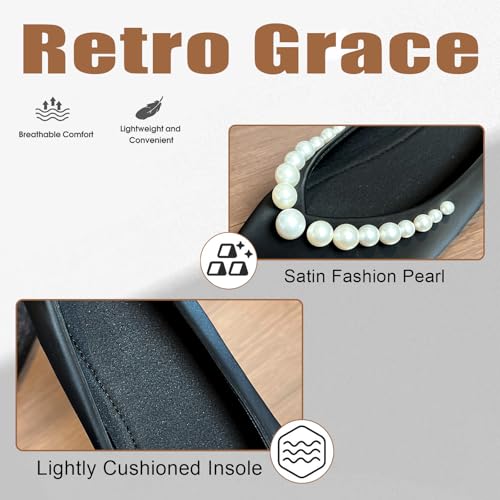 Women's Satin Elegant Pearl Pointed Toe Ballet Flats Lightweight Soft Slip on Comfortable Non-Slip Dress Shoes for Bridal Prom Wedding Work Dress3