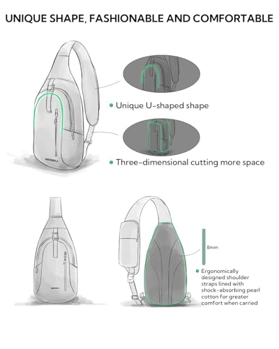 WATERFLY Brusttasche Schultertasche Umhängetasche Herren Klein Männerhandtasche Sling Bag Damen Tasche Messenger Crossbody Bag Crossbag für Outdoor-Sportarten Reise Radfahren Wandern