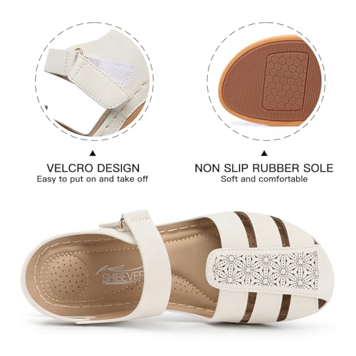 Image of SHIBEVER Wedge Sandals for Women Comfortable Closed Toe Dressy Summer Shoes | Comforta for 40% Enhanced Arch Support Fisherman - No Ankle Rubs for All-day Commutes Lightweight Casual Outdoor Shoes