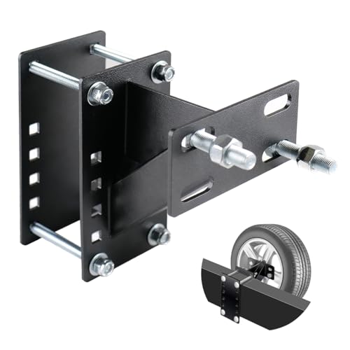 fouwick Trailer Spare Tire Mount, Spare Tire Bracket Fits 4 & 5 & 6 Lugs Trailer Wheels on 4", 4.5'', 4.75'', 5'' and 5.5'' Bolt Patterns, Hold up to 150 Lbs, Black Spare Tire Carrier