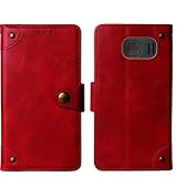 Cheshaoping in Vera Pelle Stand Portafoglio Cover Per SPC HARMONY 4G 2.4" Premium Caso Case Copertina Custodia Guscio Protettiva Anti Urto e Graffi (Rosso)