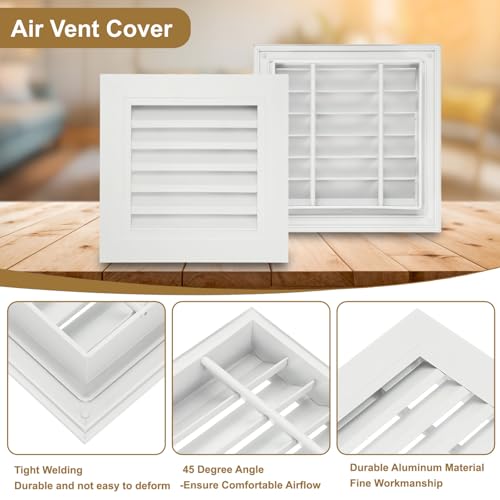 Grille de retour en aluminium PATIKIL 20x20 cm pour faux plafond et mur blanc
