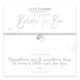 Life Charms Something Blue Silver Elastic Bracelet for Bride – Bridal Wedding Gift with Elegant Gift Box