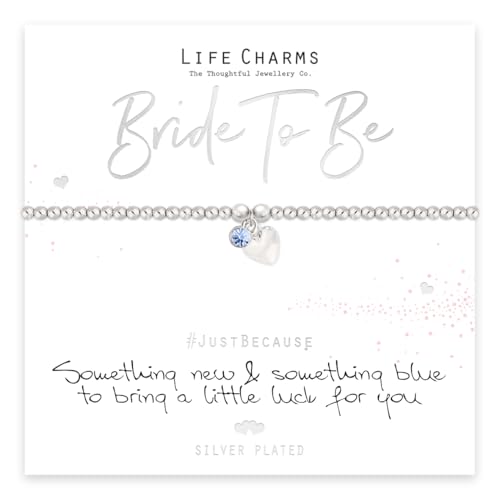 Image of Life Charms Something Blue Silver Elastic Bracelet for Bride – Bridal Wedding Gift with Elegant Gift Box