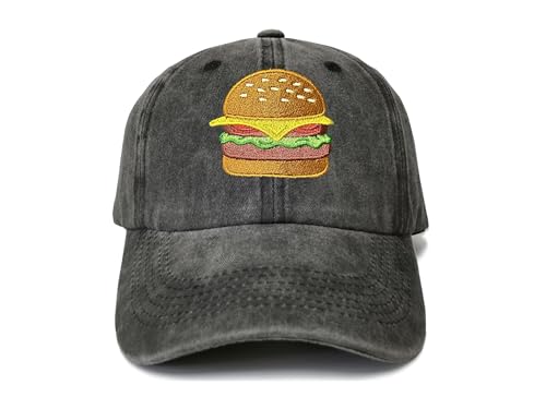 Shenbors Hamburger Embroidered Baseball Cap Cheese Burger Dad Hat