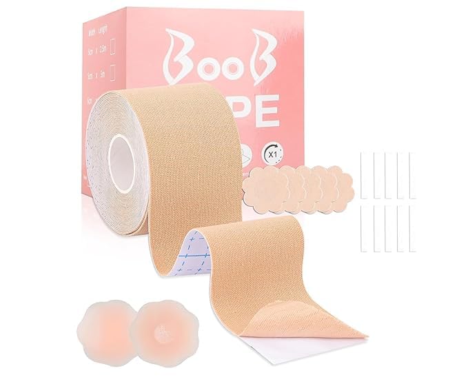 atcan Boob Tape with 10pcs Nipple Cover & 36pcs Body Clothing Tape, Boob Tape for Breast Lift, Waterproof Sweat-Proof Boob Tape, Skin Friendly Adhesive Body Tape for Women Clothes Brown-picture-14