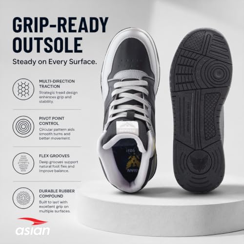 Image of ASIAN Mojo-54 Men's High-Top Sneakers | Stylish High Neck Casual Shoes with Cushioned Comfort, Durable Build & Grip Sole