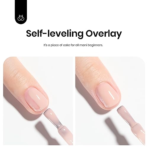 Gelab cosmetics LLC Beetles Color Base Gel Nail Polish, 1pcs 15ml Rubber Base Builder Neutral Nude Gel Base Coat Warm Jade Nail Polish, Base Coat Nail Strengthener Soak Off UV LED light Needed