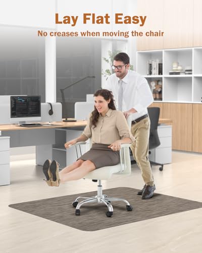 Image of Blvornl Office Chair Mat for Hardwood Floor, 40 inch*55 inch Desk Computer Chair Mat for Hard Wood, Large Anti-Slip Hard Floor Protector for Rolling Chair, PVC Desk Rug for Office Dark Brown