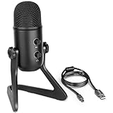 FIFINE Micrófono de Podcast USB, Microfono de Condensador con el Control de Ganancia, Botón de Silencio, Ajustable Salida de Auriculares, para Grabación en Streaming a PC y Mac - K678