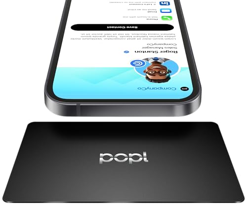 Image of Authentic Patented Popl Card (Avoid Fake Knockoffs) - Smart NFC Networking Card - Simply Tap to Exchange Contact Info, Capture Leads, & Manage Contacts (Metal Black)