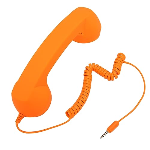 Ejoyous Kabelgebundene Telefonhörer, Drahtgebundene Handyhörer Fest verdrahtete Mobiltelefonhörer mit 3.5mm Klinkenstecker 9ft spiralförmigem Kabel, für Smartphones und Computer (ORANGE)