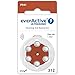 Produktbild everActive 6 Stück, Hörgerätebatterien, hohe Leistung, Zink-Luft-Batterien, 1 Blisterkarte, 4-jährige Haltbarkeit, braun, Ultrasonic PR41, EVHAB312