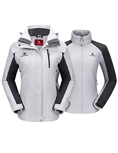 CAMEL CROWN Women's Ski Jacket Winter Jacket Waterproof 3 in 1 Mountain Coat