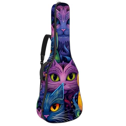 Sac pour guitare étanche 41 pouces avec motif chat coloré pour protection acoustique
