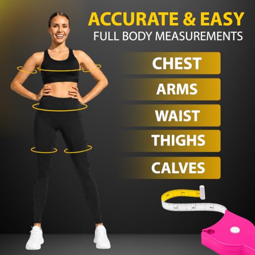 Image of Perfect Body Tape Measure - 80 Inch Automatic Telescopic Tape Measure - Retractable Measuring Tape for Body: Waist, Hip, Bust, Arms, and More (Pink - 80 inch)